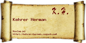 Kehrer Herman névjegykártya